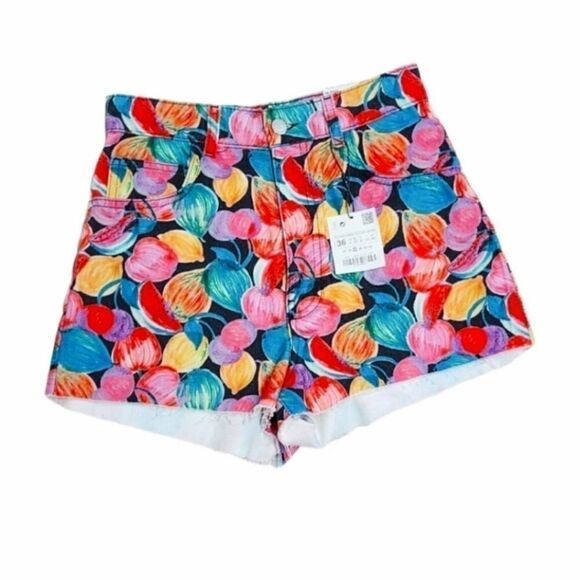 Zara Shorts Trafaluc Collection High Rise Multicolor‎ Size 4 NEW - Picture 1 of 13